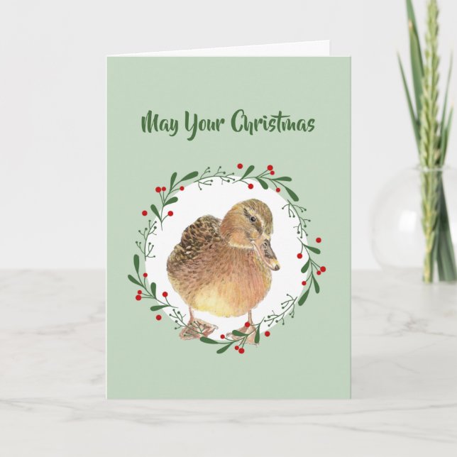 Christmas Drive You Quackers, Funny Duck Humor Hol Holiday Card (Front)