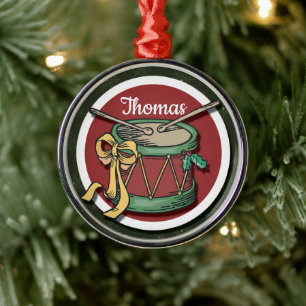 Christmas Drum With Your Name Metal Ornament