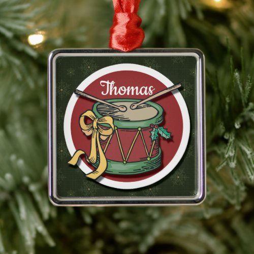 Christmas Drum With Your Name Metal Ornament