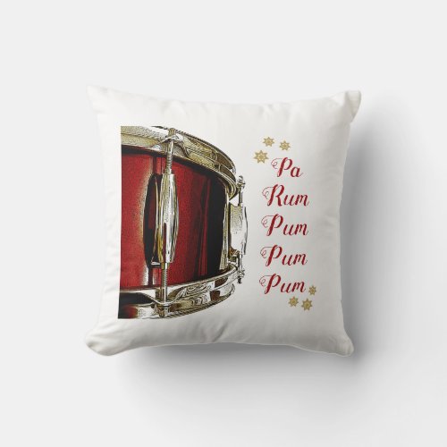 Christmas Drummer Boy Snare Drum Music Drumming Throw Pillow