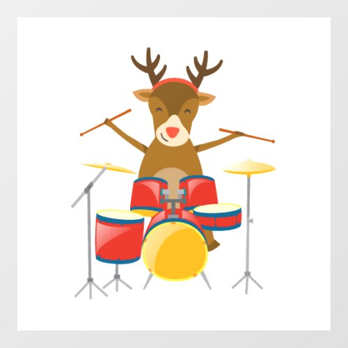 Christmas Drummer Reindeer Drum Set Holidays Floor Decals