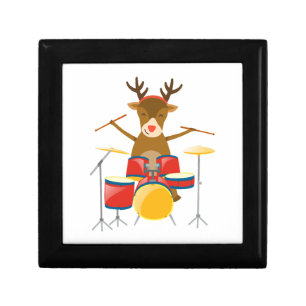 Christmas Drummer Reindeer Drum Set Holidays Gift Box