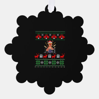 Christmas Drummer Reindeer Ornament Card