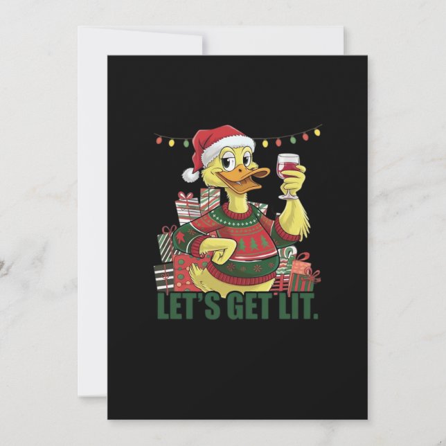 Christmas Duck, Let's Get Lit  Holiday Card (Front)