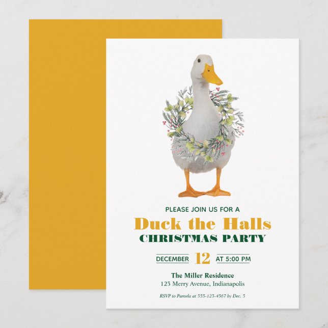 Christmas Duck the Halls Party Invitation (Front/Back)