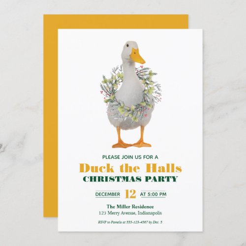 Christmas Duck the Halls Party Invitation