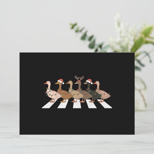 Christmas Ducks Funny Animals Xmas Farm Lover Gift Holiday Card (Standing Front)