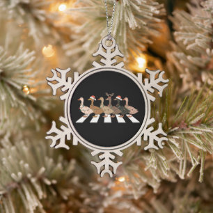 Christmas Ducks Funny Animals Xmas Farm Lover Gift Snowflake Pewter Christmas Ornament