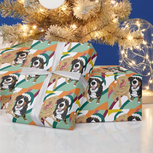 Christmas Dudley Labrador and Bernese Mountain Dog Wrapping Paper