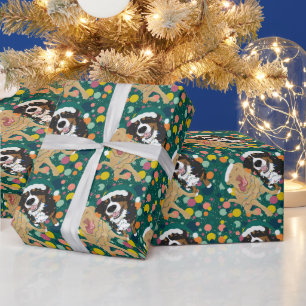 Christmas Dudley Labrador and Bernese Mountain Dog Wrapping Paper