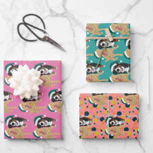 Christmas Dudley Labrador and Bernese Mountain Dog Wrapping Paper Sheets