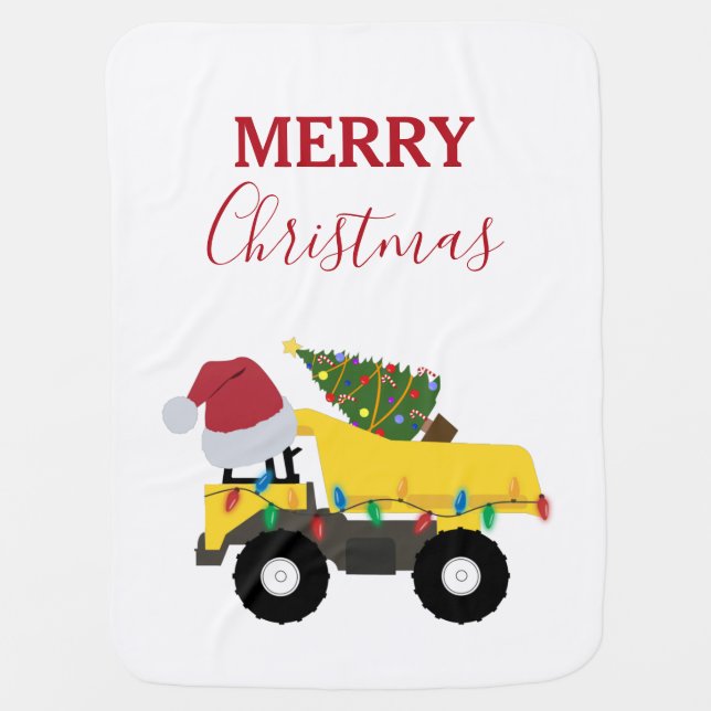 Christmas Dump Truck Construction Trucks  Baby Blanket (Front)
