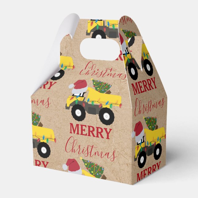Christmas Dump Truck Construction Trucks Favor Boxes (Front Side)