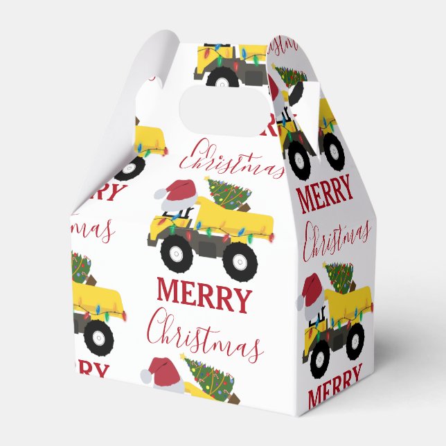 Christmas Dump Truck Construction Trucks Favor Boxes (Front Side)