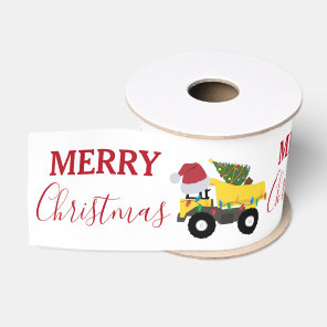 Christmas Dump Truck Construction Trucks Grosgrain Ribbon