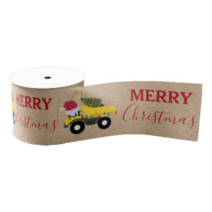 Christmas Dump Truck Construction Trucks  Grosgrain Ribbon