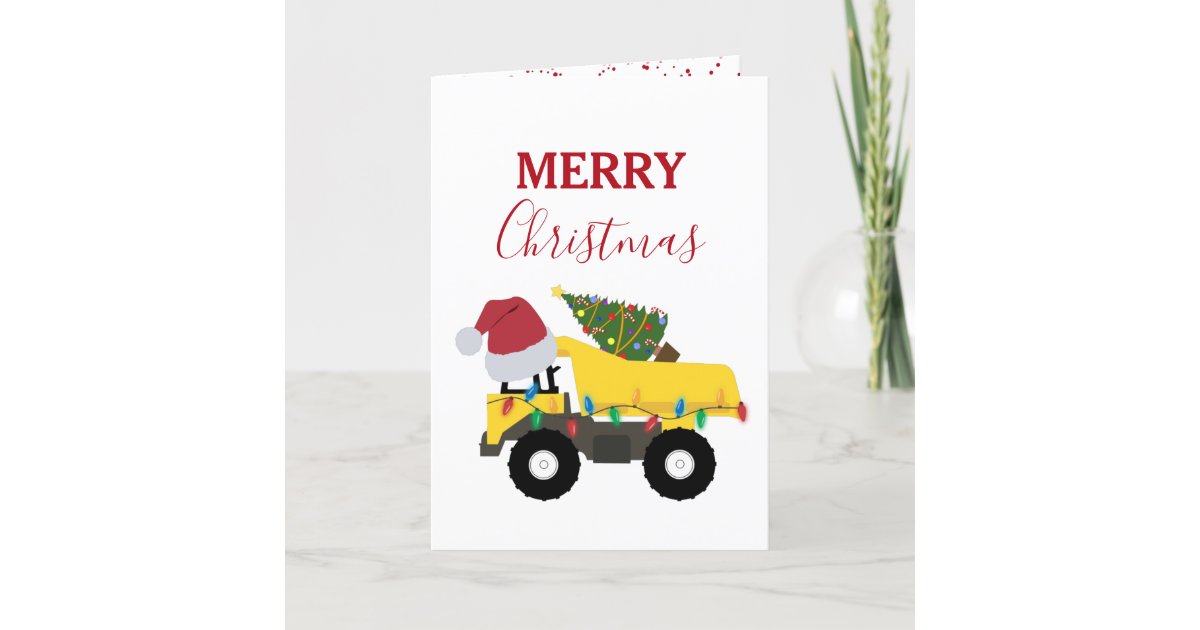 Christmas Dump Truck Construction Trucks Holiday Card Zazzle