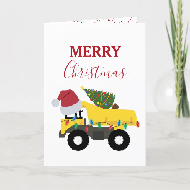Christmas Dump Truck Construction Trucks Holiday Card Zazzle