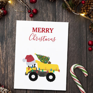 Christmas Dump Truck Construction Trucks  Holiday Postcard