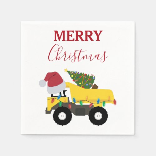 Christmas Dump Truck Construction Trucks Napkins