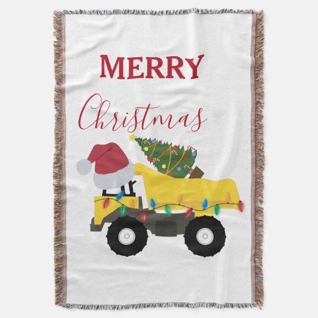 Christmas Dump Truck Construction Trucks  Throw Blanket (Front Vertical)