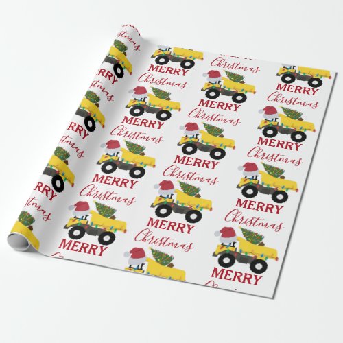 Christmas Dump Truck Construction Trucks  Wrapping Paper