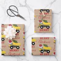 Christmas Dump Truck Construction Trucks Wrapping Paper, Zazzle