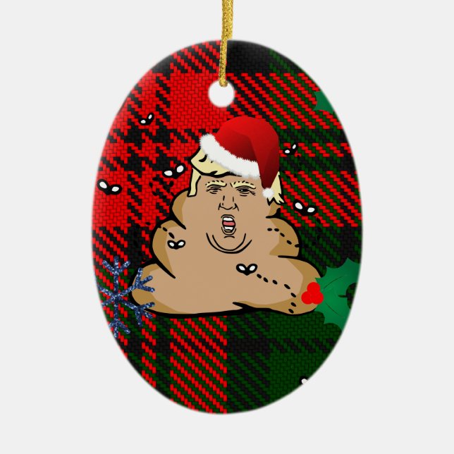 christmas dump trump ceramic ornament (Front)