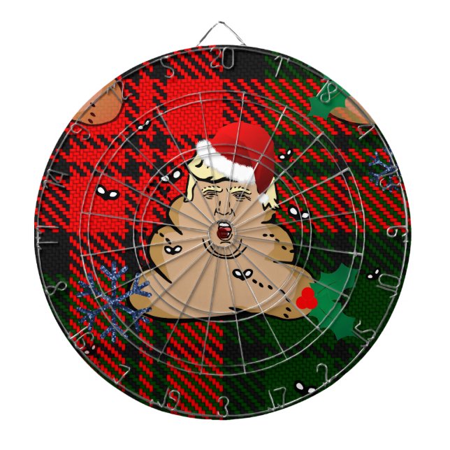 christmas dump trump dartboard with darts (Front)