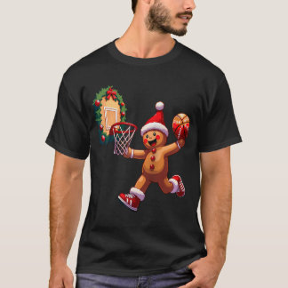 Christmas Dunking Gingerbread Man Basketball Dunk  T-Shirt