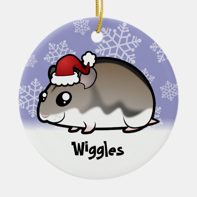 Christmas Dwarf Hamster Ceramic Ornament (Front)