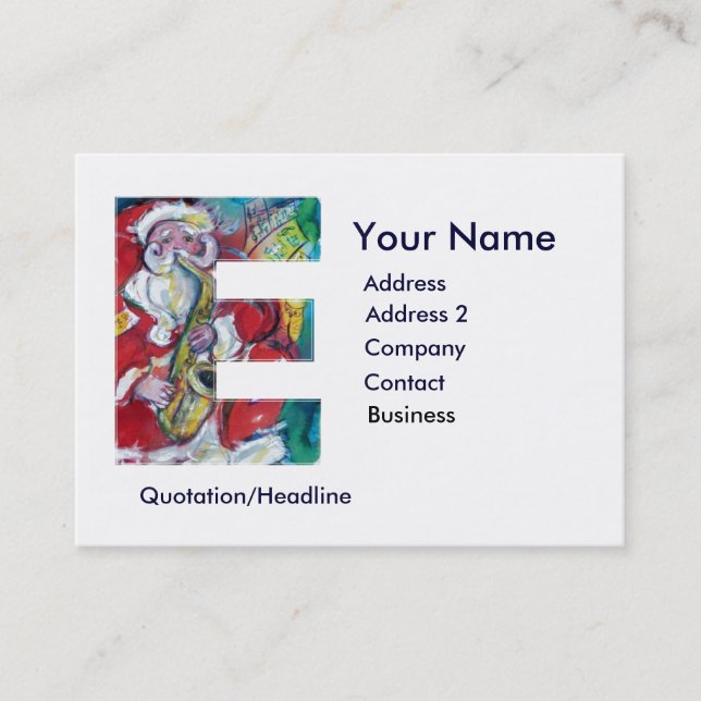 CHRISTMAS E LETTER / SANTA CLAUS WITH SAX BUSINESS CARD (Front)