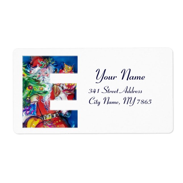 CHRISTMAS E LETTER / SANTA WITH CHRISTMAS TREE LABEL (Front)