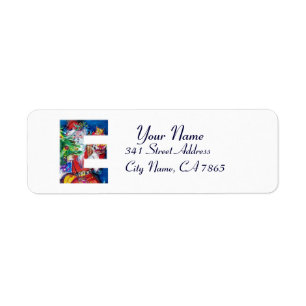 CHRISTMAS E LETTER / SANTA WITH CHRISTMAS TREE LABEL