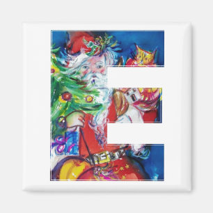 CHRISTMAS E LETTER / SANTA WITH CHRISTMAS TREE MAGNET