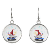 Christmas Earrings Gift Skater Gnome with Gifts