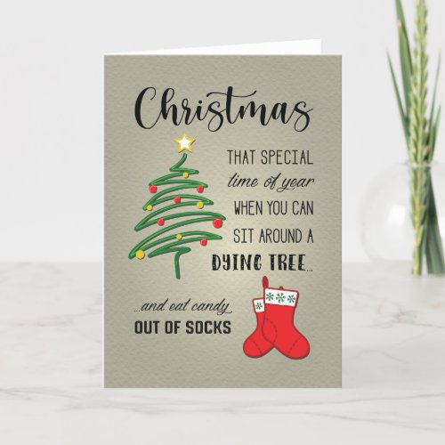 Christmas eat candy out of socks holiday card