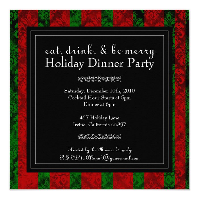 Christmas Eat, Drink and Be Merry  Party  Invite