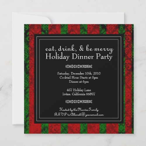Christmas Eat Drink and Be Merry  Party  Invite