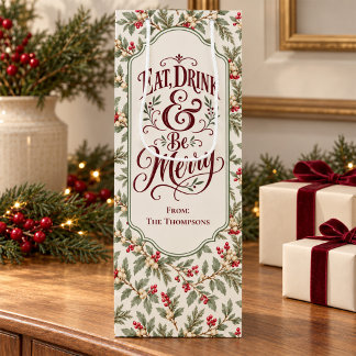 Christmas Eat Drink Be Merry Personalized Wine  Gift Bag