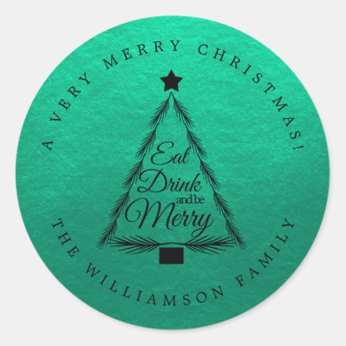 Christmas Eat Drink Merry Monogram Envelope Seal