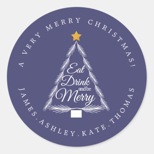 Christmas Eat Drink Merry Navy Blue Envelope Seal