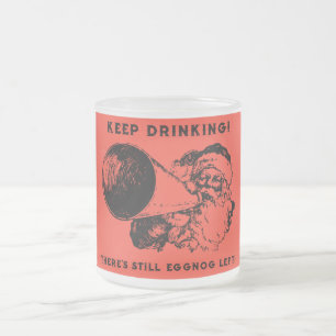 Christmas Eggnog Santa Frosted Glass Coffee Mug