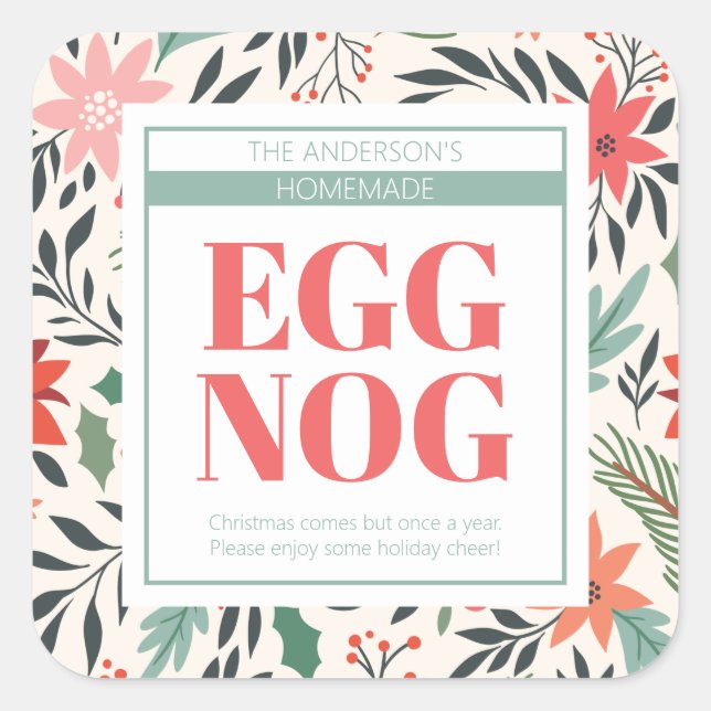 Christmas Eggnog Square Sticker (Front)