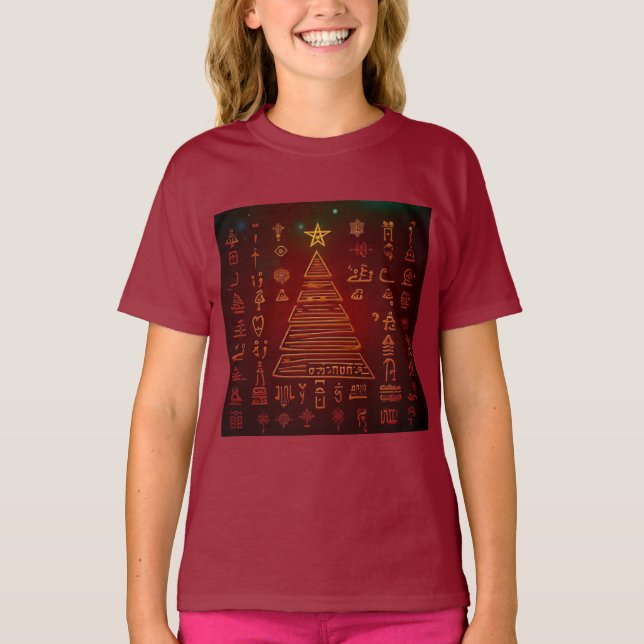 Christmas Egyptian Hieroglyphs 1 T-Shirt (Front)