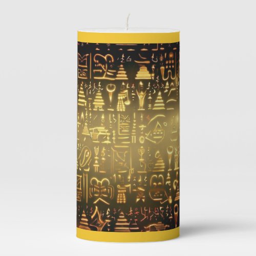 Christmas Egyptian Hieroglyphs 2 Pillar Candle