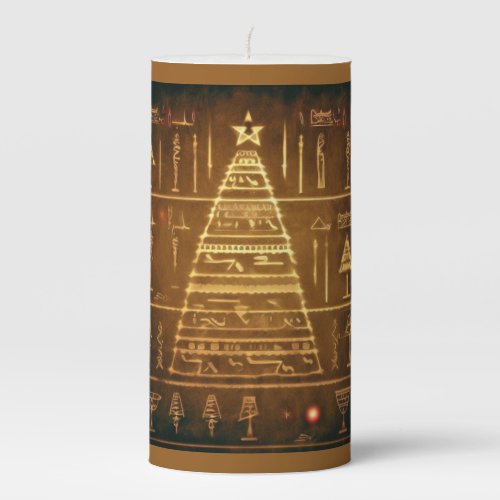 Christmas Egyptian Hieroglyphs 3 Pillar Candle