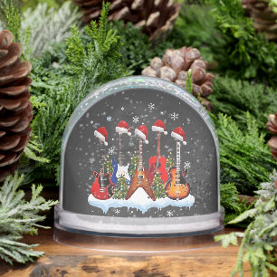 Christmas Electric Guitar Acoustic Guitar Xmas  Snow Globe