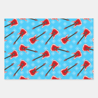 Christmas Electric Guitar Guitarist Pattern Wrapping Paper Sheets