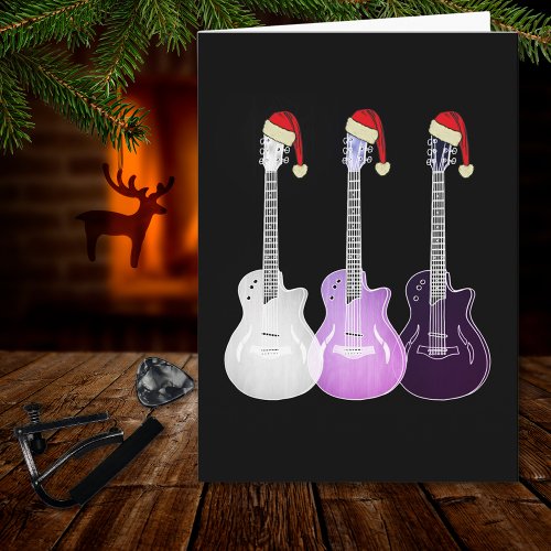 Christmas Electric Guitar pink Card